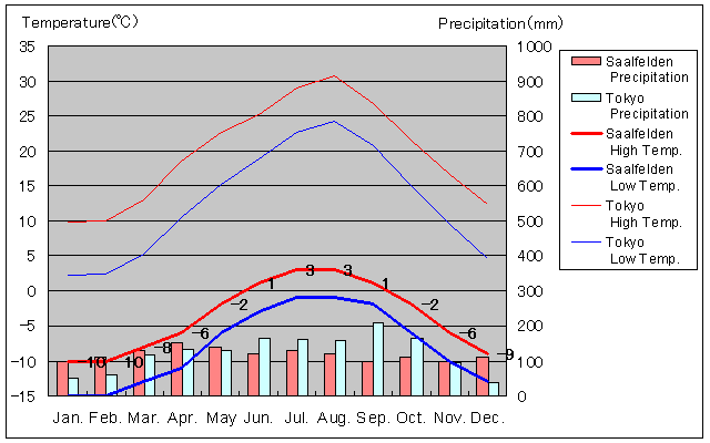 Saalfelden Temperature Graph