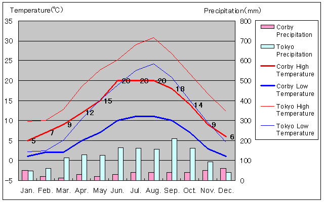 Corby Temperature Graph