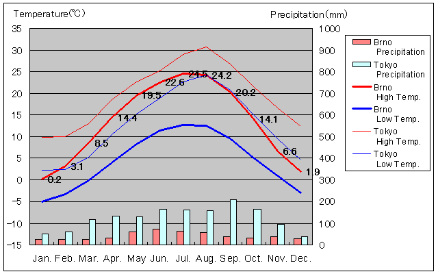 Brno Temperature Graph