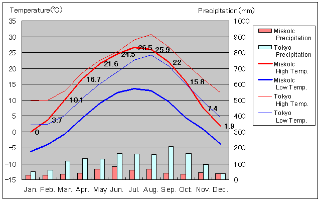 Miskolc Temperature Graph