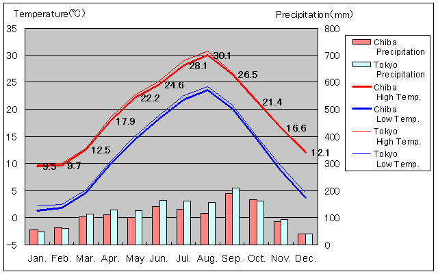 Chiba Temperature Graph