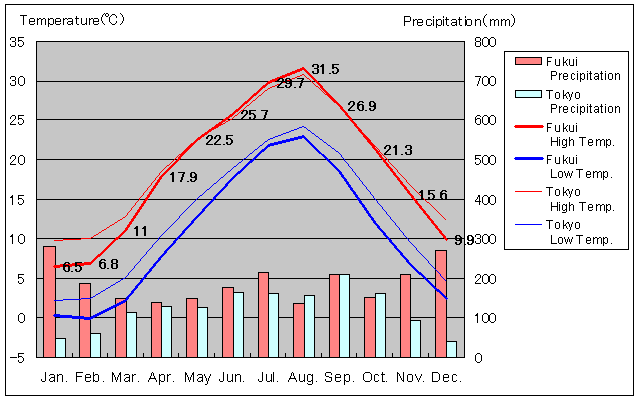 Fukui Temperature Graph