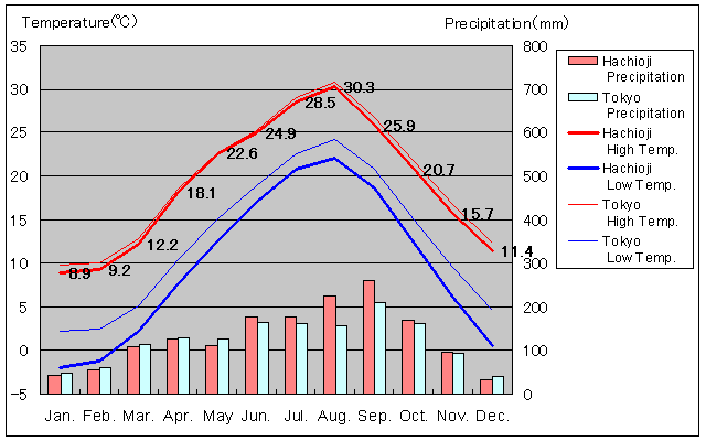 Hachioji Temperature Graph