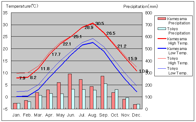 Kameyama Temperature Graph