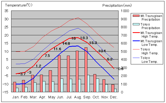 Mt.Tsurugisan Temperature Graph