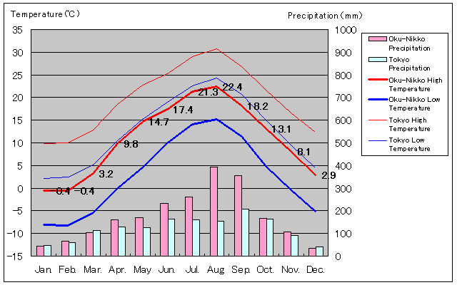 Oku-Nikko Temperature Graph