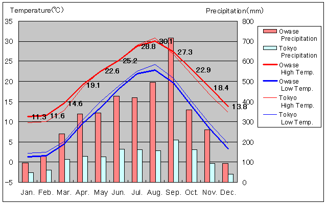 Owase Temperature Graph