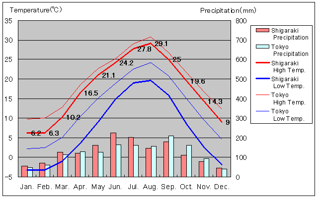 Shigaraki Temperature Graph