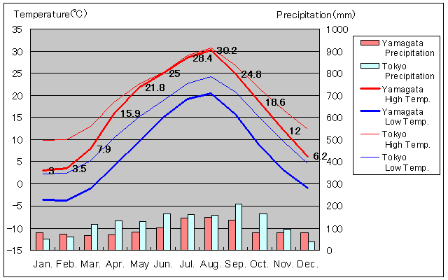 Yamagata Temperature Graph