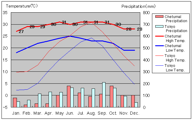 Chetumal Temperature Graph