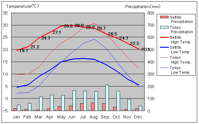 Saltillo Temperature Graph