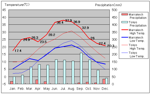 Marrakech Temperature Graph