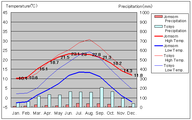 Jomsom Temperature Graph