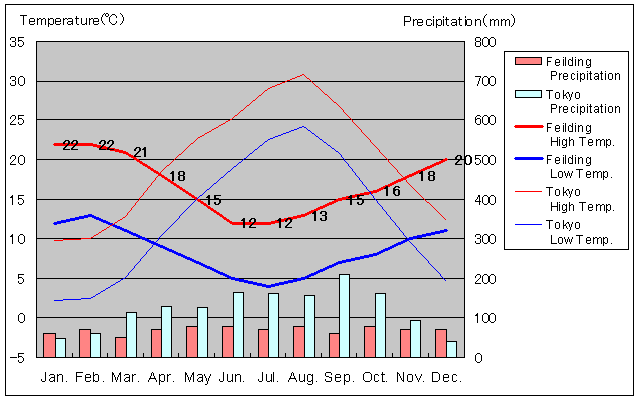 Feilding Temperature Graph