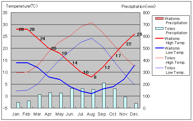 Waitomo Temperature Graph