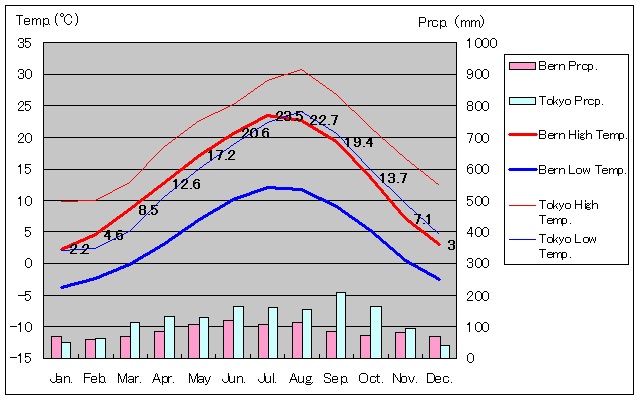 Bern Temperature Graph