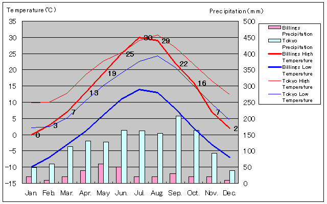 Billings Temperature Graph