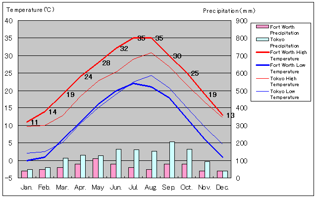 Fort Worth Temperature Graph