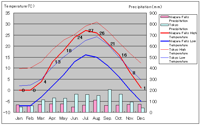 Niagara Falls Temperature Graph