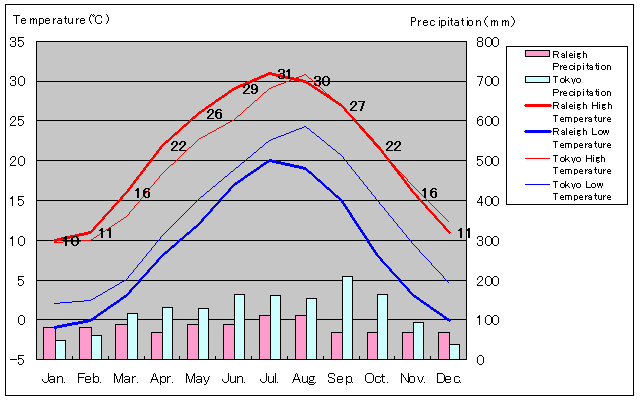 Raleigh Temperature Graph