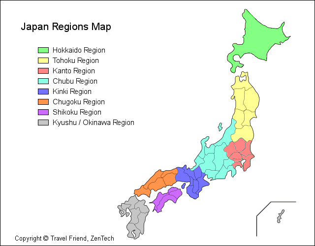 Japan Regions Map