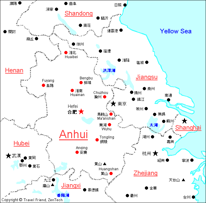 Map of Anhui
