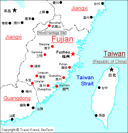 Map of Fujian