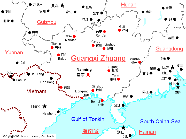 Map of Guangxi Zhuang