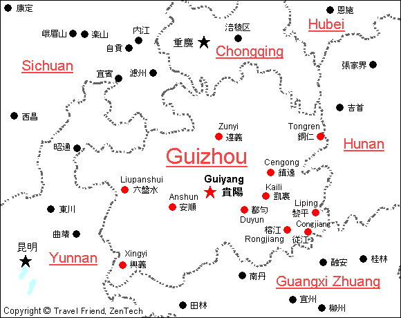 Map of Guizhou
