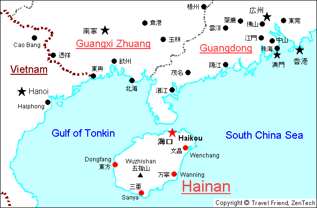 Map of Hainan