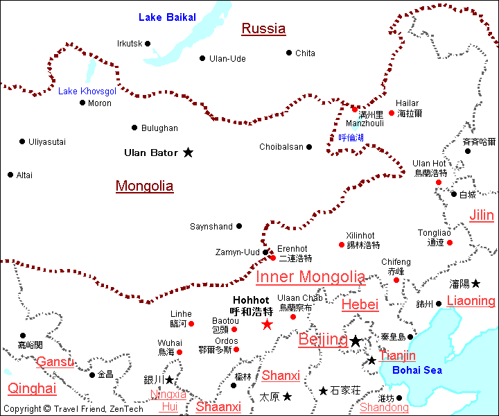 Map of Inner Mongolia