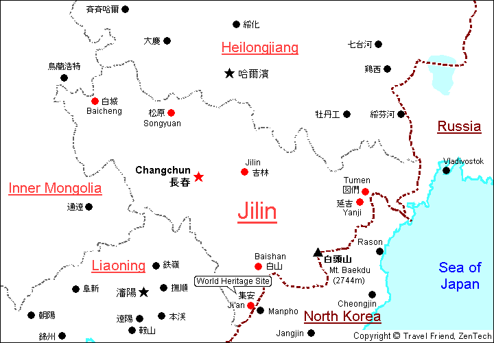 Map of Jilin