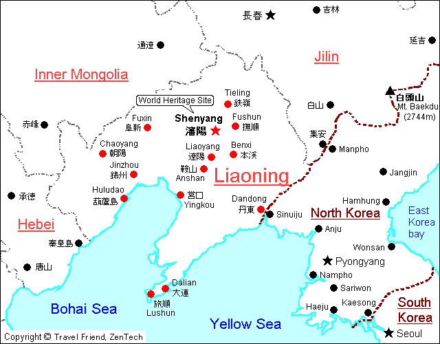 Map of Liaoning