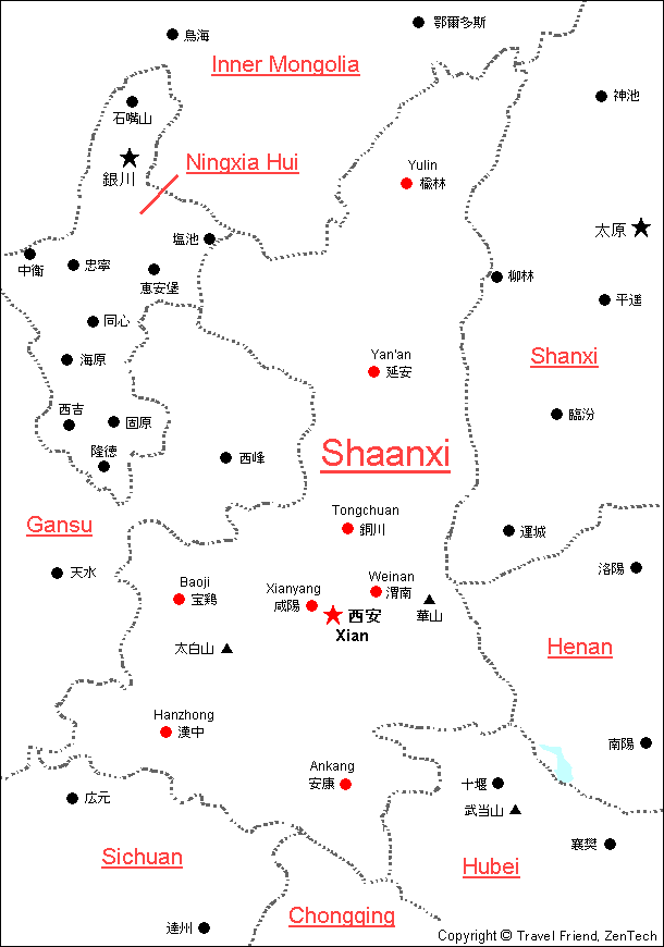 Map of Shaanxi