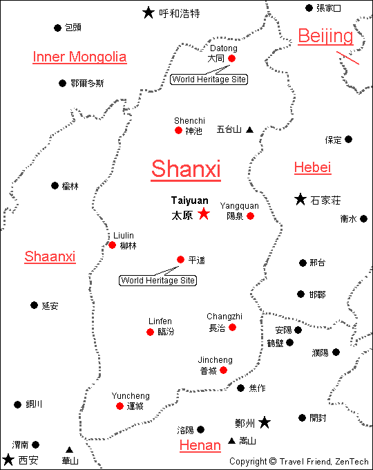 Map of Shanxi