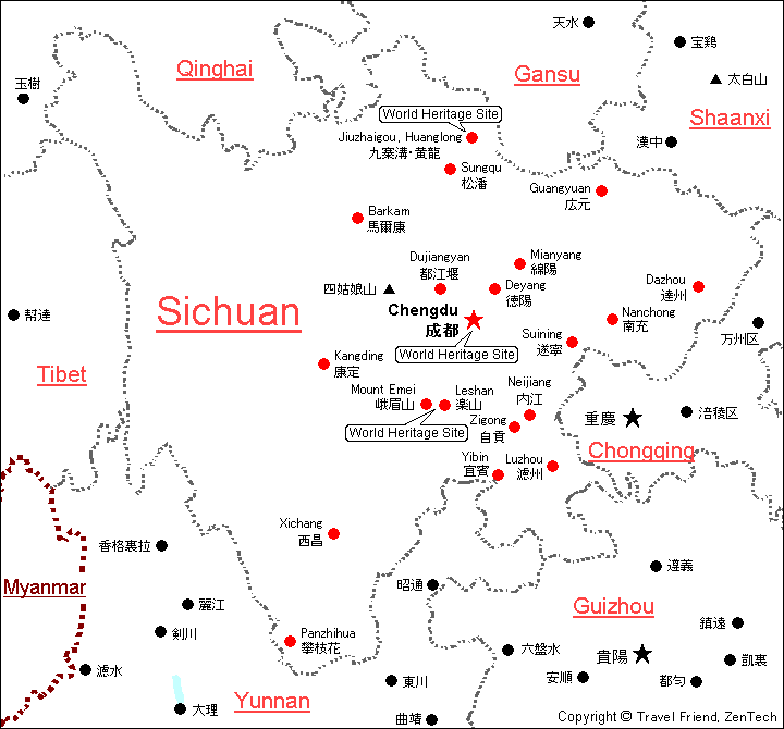 Map of Sichuan