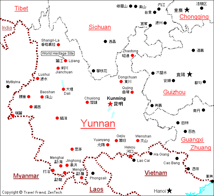 Map of Yunnan