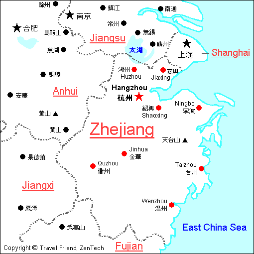 Map of Zhejiang