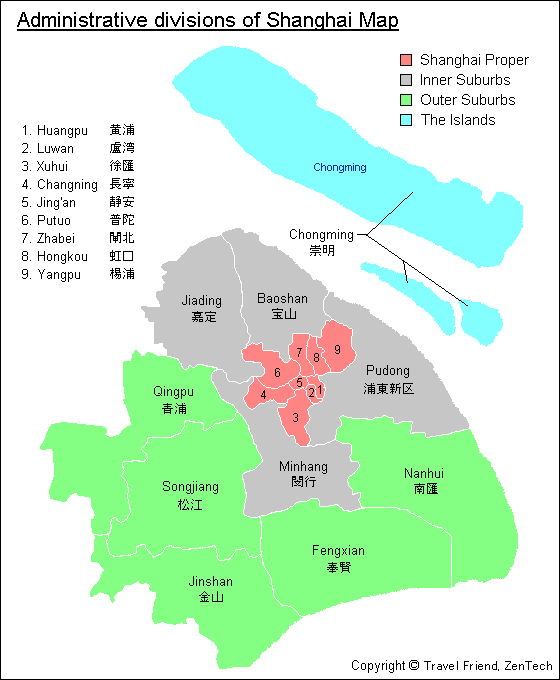 Map of Shanghai District