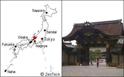 Kyoto map and Nijyo castle of photograph