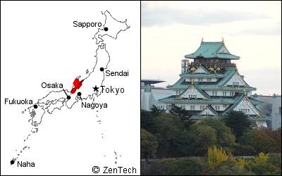 Osaka map and Osaka castle of photograph