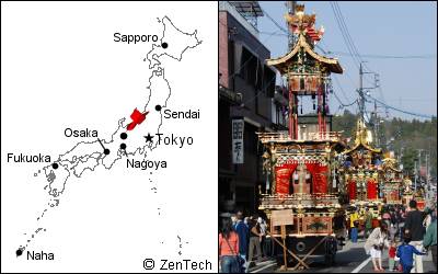 Takayama map and Takayama Festival photograph