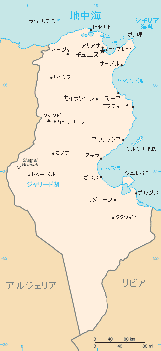 チュニジア地図