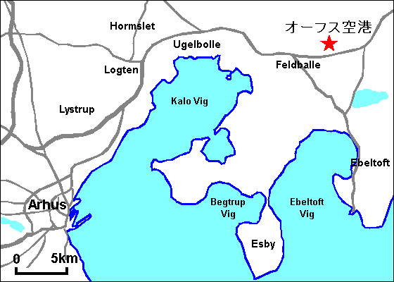 オーフス空港地図 オーフス空港地図