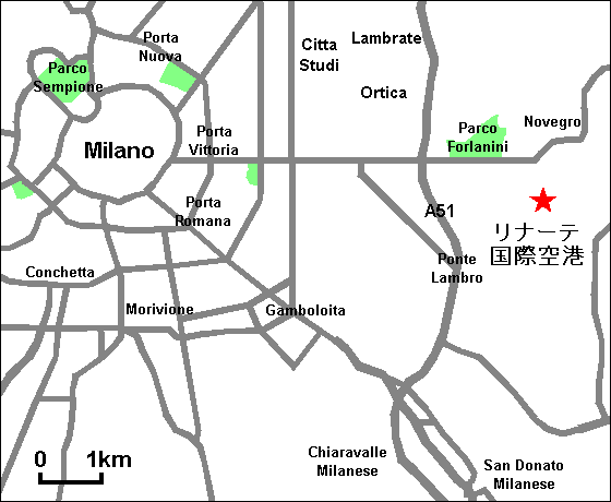 ミラノ・リナーテ空港地図 ミラノ・リナーテ空港地図