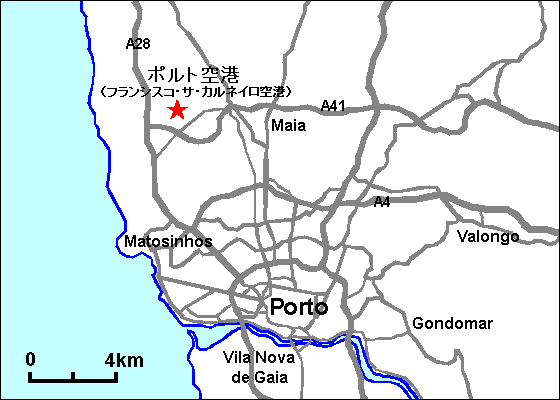 ポルト空港地図