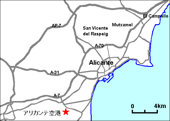 アリカンテ空港地図