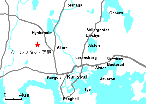 カールスタード空港地図 カールスタード空港地図