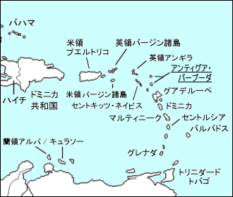 アンティグア・バーブーダ白地図