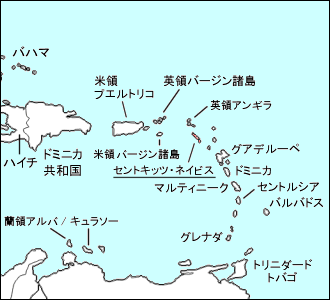 セントクリストファー・ネイビス連邦白地図